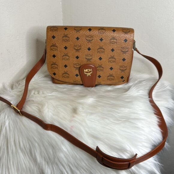 💯Authentic MCM Cognac Flap Flap Shoulder Bag 🍀 - Picture 14 of 17